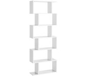 VASAGLE Biblioteca, Librería de 6 Niveles, Estantería de Exposición, Armario de Libros, Separador de Espacios, para Salón, Dormitorio, Estudio, Oficina, Blanco/Greige/Marrón Rústico/Roble Natural