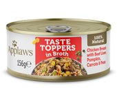 Applaws Lata Topper Perros Pollo, Hígado Ternera y Verduras en Caldo  Comida húmeda en lata para perros