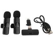 K9 Dual Wireless Lavalier Microphone Wireless Label Clip On Microphone Noise Reduction Type C for IOS Interface with Built in Battery