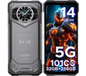 DOOGEE S200 5G 32GB 256GB, Smartphone Robusto, 10100 mAh, Pantalla Trasera de 1.32", ID de Huella/Desbloqueo Facial/NFC, Gris