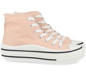 Davinia Shoes Zapatilla Abotinada, Plana para Mujer, Estilo Bamba, con Material Textil, y Cierre de Cordones, Primavera Verano 2022 Shoes&Blues.es ABX0211-Rosa