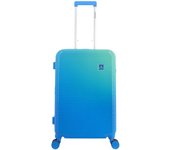 SAXOLINE Maleta mediana, colección Twist, color azul, material ABS, 4 ruedas, tamaño 67x46x27 cm, 70 litros, 3.8 kg, expandible