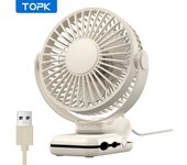 TOPK-Mini ventilador portátil con Clip, ventilador de escritorio USB, 3 velocidades, viento silencioso, rotación de 720 °, ventilador eléctrico Personal, ventiladores de pie para habitación y hogar