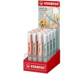 Stabilo swing cool naturecolors expositor con 16 marcadores fluorescentes - cuerpo plano - punta biselada - trazo entre 1 y 4mm - tinta con base de agua - antisecado - colores surtidos