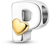 New 925 Sterling Silver Cute Gold Lucky Heart 26 Letter Series Charms Beads Fit Pan Original Bracelets DIY Gifts Fine  Jewelry