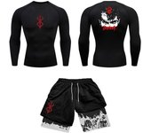 Anime 3D Printed Men's Compression Set short Sleeve Gym Top+Workout Shorts Quick Drying Breathble Athletics Rash Guard Set
