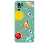 Tumundosmartphone Funda Silicona Líquida Verde para Xiaomi Redmi Note 10 / 10S diseño Espacio Dibujos