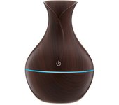 Humidificador USB de 130 ml, Difusor de Aroma Ultrasónico Difusor de Aceite Esencial Modo de Reposo con Luz LED de 7 Colores para Oficina en Casa(Grano de madera claro)