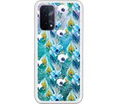 Funda compatible con Oppo A54 5G / A74 5G - Patron flores y plumas azules