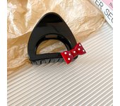 Black Red Color Half Round Spotted Bowknot Small Size Hollowed Hair Claws for Women Sweet Cute Versatile Head Girl's Shark Clips
