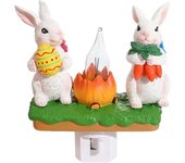 Luz de noche con forma de conejito para fogata, luces de noche de Pascua que se enchufan a la pared, luz de noche parpadeante con forma de conejito para fogata, decoraciones de Pascua