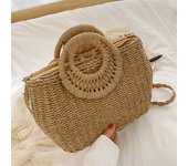Summer Women Straw Beach Bag Handmade Crossbody Bag Raffia Circle Rattan Bags Bohemian Casual Woven Basket bags