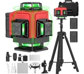 Nuevo nivel láser 4D/16 líneas de alta precisión Sistema de nivelación inteligente Mando a distancia Batería de larga duración Equipado con trípode Soporte de pared Base triangular giratoria y otros accesorios profesionales Juego de nivel láser
