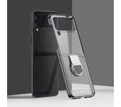 Transparent Plating Ring Case for Samsung Galaxy Z Flip 5 4 3 5G Cover Clear Hard PC Ring Buckle Shockproof Luxury  Phone Cases