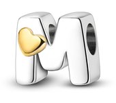 New 925 Sterling Silver Cute Gold Lucky Heart 26 Letter Series Charms Beads Fit Pan Original Bracelets DIY Gifts Fine  Jewelry