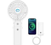 Ventilador de mano de 5200 mAh, 3 velocidades, portátil, 180 ° plegable, con función de Banco de Energía y ventilador personal de escretorio y recargable, 3 en 1, flujo de Aire potente