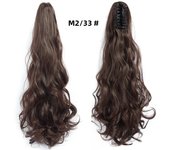 18Inch Long Synthetic Ponytail Grab Clip Curly Wavy Clip in Hairpiece Ponytail Hair Extensions for Women