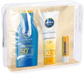 NIVEA SUN Neceser de viaje travel pack - Contiene Protector solar facial + Protector solar corporal + Protector solar labial