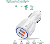 Cargador de movil coche mechero Carga rapida doble USB 3.1A qualcomm 3.0 Blanco
