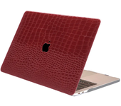 Carcasa para MacBook de Cuero Sintético de Cocodrilo Rojo