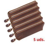 Vintage Leather Pencil Case Retro Stationery Items Zipper Storage Bag Pencil Pouch Pen Holder for Kids School Office Acsesories