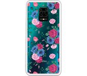Funda original compatible con Xiaomi Redmi Note 9S - Note 9 Pro - Patron flores azules y rojas