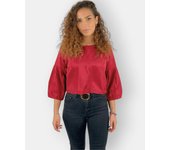 Blusa SINTY corta satinada con manga abullonada y cuello redondo Ref: SI-130022