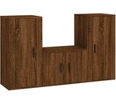 vidaXL Set de muebles para TV 3 piezas madera contrachapada, Mueble de Salon, Mueble TV, Mueble TV salon, Mesa de TV, Mueble tele