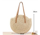 Round Straw Beach Bag Vintage Handmade Woven Shoulder Bag Raffia circle Rattan bags Bohemian Summer Vacation Casual Bags