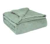 Briebe - Manta Sofá Invierno Sedalina Lisa y Borreguito Polar Sherpa 130x160 cm Calentita Gruesa Suave, , Verde