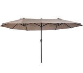 Outsunny Sombrilla Doble Parasol Grande 4.6x2.7m Sombrilla Jardín Patio con Manivela Manual Resistente al Agua y Protección Solar para Terraza Playa Piscina