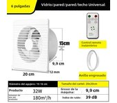 220V 4/ 6/ 8 Inch Remote Control Window Wall Exhaust Fan for Bathroom Toilet Kitchen Air Ventilation with Timing Function