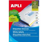 Caja 100 hojas etiquetas blancas permanentes 105,0 x 42,4 mm apli 1277