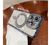 Fashion Glitter Diamond Clear Phone Case For iPhone 15 14 13 12 11 Pro Max 15 Plus Magnetic For Magsafe Wireless Charge Cover