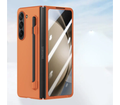 For Samsung Z Fold 6 Case With S Pen Holder and Pen Pure Color Slim Matte PC Built-in Screen Protector Cover for Galaxy Z Fold 5