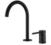 VALAZ Aragón Grifo para lavabo con cuello de cisne y llave monomando fabricado con latón negro mate