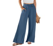 Women's Cotton Linen Pants Summer Wide Leg Casual Loose Drawstring High Waist Palazzo Pants Trousers With Pockets Women’s Pants