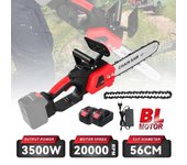 Sierra eléctrica sin escobillas - Sierra eléctrica recargable de 21 V y 12 pulgadas - Motosierra eléctrica de mano para el hogar con batería de litio - Sierra para tala de árboles para carpintería - Compatible con Makita - Con 2 baterías + 2 cadenas