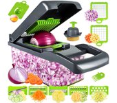 Picadora de Verdes, Picadora de Verdes Profesional, Picadora de productos de Cocina multifunctional 13 en 1, Cortador de Verdes de Cocina With 8
