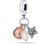 2024 Hot Sale Sultured Pearls Starfish And Shells Charm Beads Fit Pandora Bracelet For Women Silver Pendant Beads Jewelry Gift