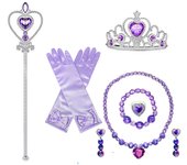 Kids Princess Cosplay Costume Plastic Crystal Tiara Snowflake Jewelry Necklace Earrings Kit Girl Elsa Anna Party Dress Accessory