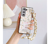 Cute Bear PU Leather Cover with Scarf Handbag Style Chain Wrist Strap For Samsung Galaxy Z Fold 6 5 4 3 5G Hard Shell Phone Case