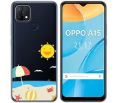 Tumundosmartphone Funda Gel Transparente para Oppo A15 diseño Playa Dibujos