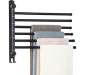 Toallero de pared de acero inoxidable con rotación de 180° y brazo giratorio de 6 brazos.