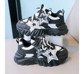 Breathable Gradient Color Kids Sports Shoes, Breathable Chunky Sneakers for Girls and Boys with Star Decoration