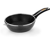 Monix Fuego - Sartén Honda 24 y 28 cm con Cestillo, Antiadherentes, Aluminio Forjado, Cocina de Inducción, Gas y Vitrocerámica, Mango de Baquelita