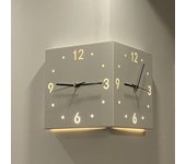Reloj de pared de esquina de doble cara, reloj de pared de gota silencioso de esquina Art Deco moderno, reloj de esquina luminoso para decoración de sala de estar, reloj de pared de esquina digital cuadrado silencioso,Yellow