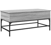 vidaXL Mesa de centro madera ingeniería metal 100x50x45 cm Negro, Roble Sonoma, Roble ahumado Mesita de Salón o Comedor o Auxiliar Mesa de Café Meuble Salón