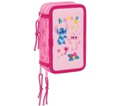 SAFTA PLUMIER TRIPLE 37 pcs STITCH CHILL 12,5x19,5x5,5cm
