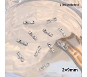 10pcs Gold Silver Ballet Ribbon Nail Charm 3D Pearl Ballerina Alloy Bows Ribbon Nail Decor Parts DIY Retro French Nail Art Parts